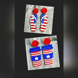 4th of july wooden earrings new